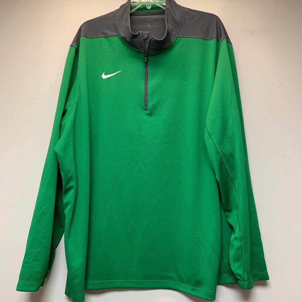 Nike 1/4 Zip Pullover Mens 3XL Green Gray Excellent Waffle Knit Active Top